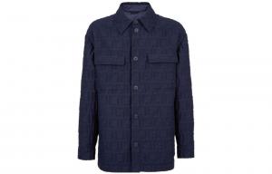 FENDI Монограммированная рубашка с длинными рукавами и воротником, Blue