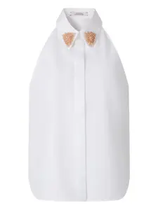 Блузка с бретельками через шею, украшенная бисером Dorothee Schumacher, белый