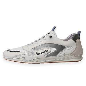 BECK Маленькие белые туфли, износостойкие, низкие, повседневные, мужские, бело-синие, 2023