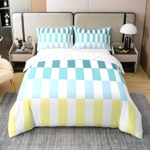 Erosebridal Стильный комплект постельного белья из 100% хлопка с геометрическим принтом в бирюзовых и желтых тонах, Yellow Teal Purple