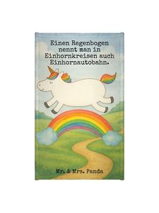Mr. & Mrs. Panda Белое полотенце с изображением единорога и радуги и надписью