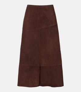 Юбка миди из замши Yves Salomon, Cacao