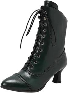 Женские ботильоны на шнуровке в стиле стимпанк с высоким каблуком и толстой подошвой, короткие туфли Generic, 6002