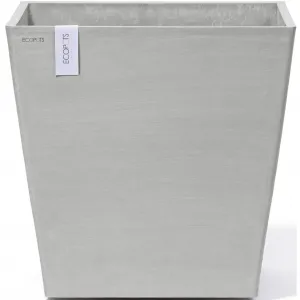 Цветочный горшок ECOPOTS «Rotterdam на колесах 50 белый серый», для внутреннего и наружного применения: морозоустойчивый, ударопрочный и светостойкий