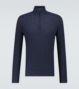 Кашемировый свитер Mezzocollo Treccia Loro Piana, синий