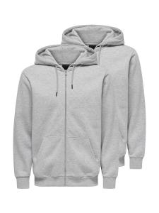 Толстовка с капюшоном на молнии Only & Sons Ceres, светло-серый