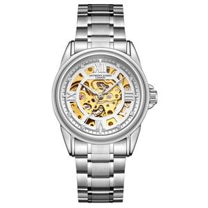 Часы-Скелетон из стали собранные вручную ограниченным тиражом Anthony James, серебряный