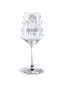 Бокал для вина с гравировкой пингвина и кокоса, без надписи, прозрачный. Mr. & Mrs. Panda