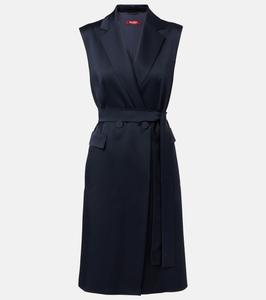 Атласный жакет с поясом из афганского атласа Max Mara, Blu Notte