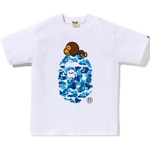 Футболка Bape Abc Camo Milo On Big Ape A BATHING APE, белый/синий