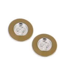 Женские серьги-гвоздики с эмалированными монетками - серебристый металлик SOHI, Silver