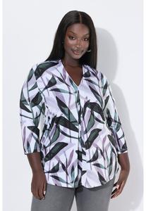 Топ Ulla Popken SLINKY BLÄTTER, A-LINIE KELCHKRAGEN 3/4-ARM, Snow White/White