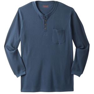 Boulder Creek By Kingsize Мужские большие и высокие термосумки с карманами и удлиненной курткой Henley, цвет Blue Indigo