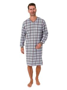 Ночная рубашка с длинными рукавами и манжетами, клетчатая, серого цвета. NORMANN