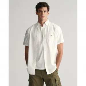 Рубашка Gant с короткими рукавами "REG OXFORD SHIRT", вышивка Gant, белый