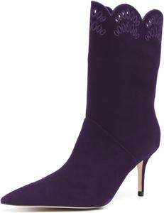 Женские ботильоны Pazzion с закрытым заостренным носком, на среднем узком каблуке, с тянущейся посадкой, широкий голень, классические рабочие и праздничные туфли, размеры 4-16 US, Purple