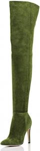 Женские шикарные длинные ботфорты FSJ из искусственной замши, с высокой шпилькой, острым носком и боковой молнией, размеры 4-15 US, Olive