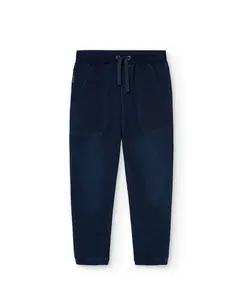 Спортивные брюки для мальчиков из джинсовой вязки со шнурком Boboli, тёмно-синий
