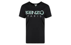 Футболка женская Kenzo, черный / зелено-белый