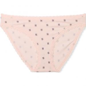 Victoria'S Secret Трусики-бикини Lacie из хлопка с кружевной отделкой / розовые трусики VS для женщин, 1 шт, розовые