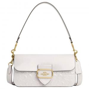 Сумка кроссбод Morgan из лаковой кожи, большая, на плечо, женская, цвет белый мел и золото COACH