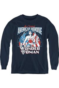Футболка с длинным рукавом DC Comics "Американская героиня" Gildan, темно-синий