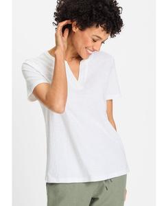 Женская футболка с разрезом на воротнике и вышивкой Olsen, Dune