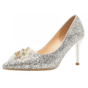 GOSO Серебряные туфли на шпильке для женщин, цвет Silver