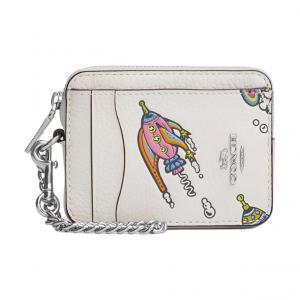 COACH Миниатюрный женский кардхолдер из личиевой зернистой кожи Мел