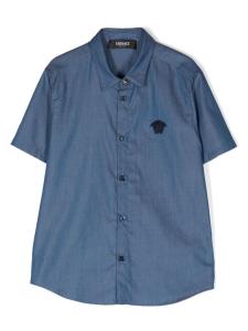 Versace Kids джинсовая рубашка с нашивкой Medusa, синий