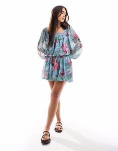 Мини-юбка-фонарик из шифона ASOS DESIGN с цветочным принтом