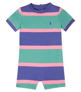 Полосатый хлопковый комбинезон для малышей Polo Ralph Lauren Kids, Fairway Green Multi/C7952