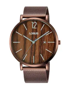 Классические мужские часы RH993MX9 со стальным и коричневым ремешком Lorus