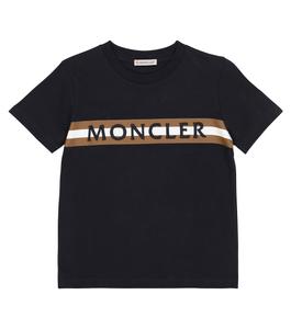 Хлопковая футболка с логотипом Moncler Enfant, синий