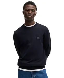 Мужской свитер Regular-Fit из хлопка и кашемира Hugo Boss, синий