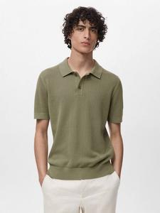 Хлопковая поло с коротким рукавом Regular Fit из пике Mango, Green