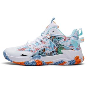 Баскетбольные кроссовки с высоким берцем и амортизацией, износостойкие, мужские Kuding, White Orange