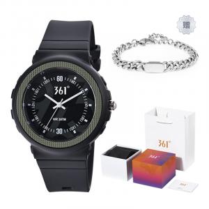 361° Часы с кварцевым механизмом унисекс, черный циферблат