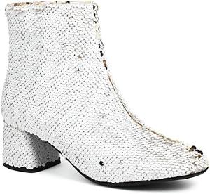 Женские ботильоны MFairy с блестками, на массивном каблуке, с молнией, для вечеринок и выпускного, White