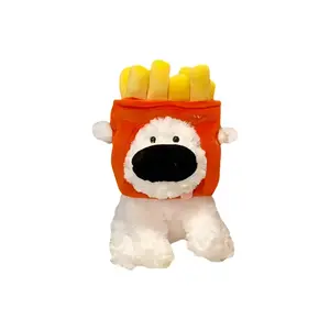 Плюшевая кукла рыба с картошкой фри собака с большим носом милая супер милая пухлый щенок ест пудинг высота 35см Cute Chip