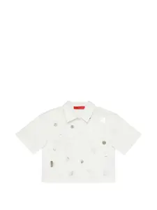 Рубашка с короткими рукавами в горошек Max&Co. Kids, белый