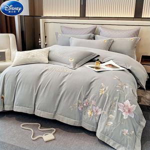 Disney Комплект постельного белья 1,5-спальный, 4 предмета, простыня, пододеяльник 200x230 см, утолщенный, 100% хлопок, цвет Garden Secret - серый