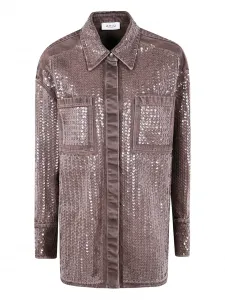 Джинсовая куртка с карманами, украшенными пайетками Aviù, коричневый