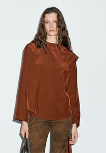 Блуза Massimo Dutti FLOWING WITH TIED NECK, Dark Red