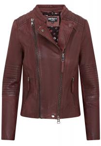 Женская байкерская кожаная куртка бордового цвета - Дели Infinity Leather, бургундия