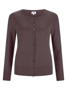 Кардиган с круглым вырезом цвета тауп-меланж CASH-MERE.CH