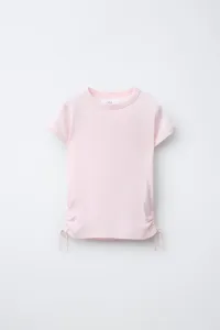 Футболка с бантиками из модала с вырезами Zara, розовый