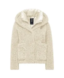 Короткое пальто из искусственного меха со съемной передней панелью. Bomboogie, бежевый