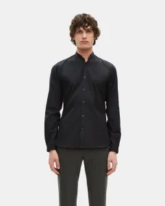 Мужская черная рубашка прямого кроя с воротником-стойкой и длинным рукавом The Kooples, черный
