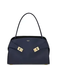 Мягкая кожаная сумка через плечо Hug Ferragamo, синий